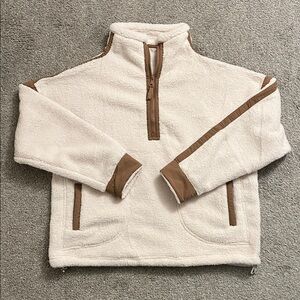 Cozy Cream and Tan Quarter-Zip Pullover